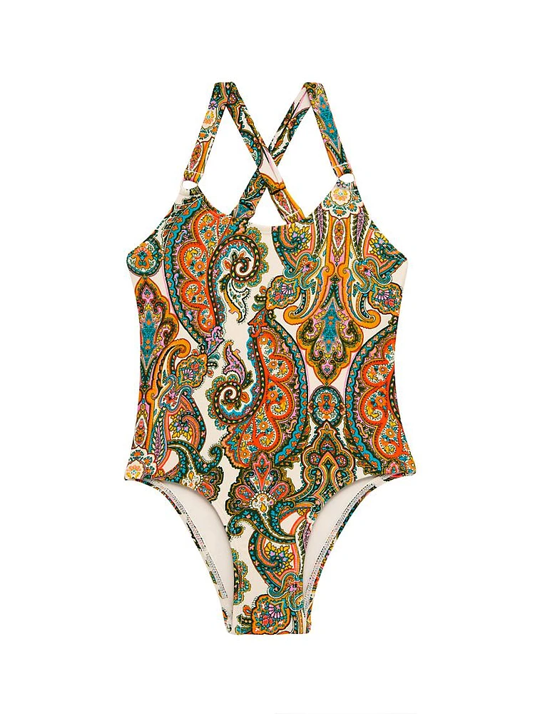 Little Girl's & Ottie Paisley One-Piece Swimsuit