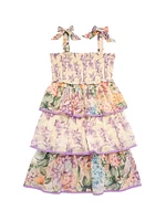 Little Girl's & Halliday Floral Tiered Dress