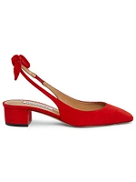 Bow Tie Suede Slingback Pumps