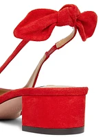 Bow Tie Suede Slingback Pumps