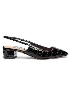 Ginza 35MM Crocodile-Embossed Leather Slingback Pumps