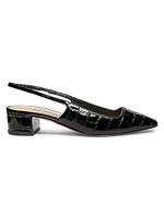 Ginza 35MM Crocodile-Embossed Leather Slingback Pumps