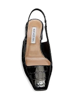 Ginza 35MM Crocodile-Embossed Leather Slingback Pumps