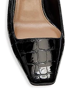 Ginza 35MM Crocodile-Embossed Leather Slingback Pumps