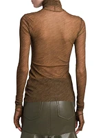 Stretch Tulle Turtleneck Top