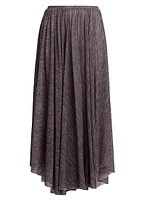 Printed Stretch Tulle Midi-Skirt