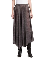 Printed Stretch Tulle Midi-Skirt