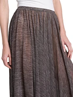 Printed Stretch Tulle Midi-Skirt