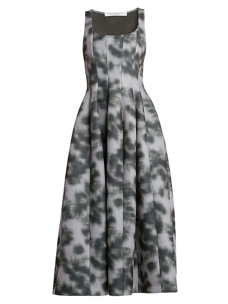 Printed Scuba Midi-Dress