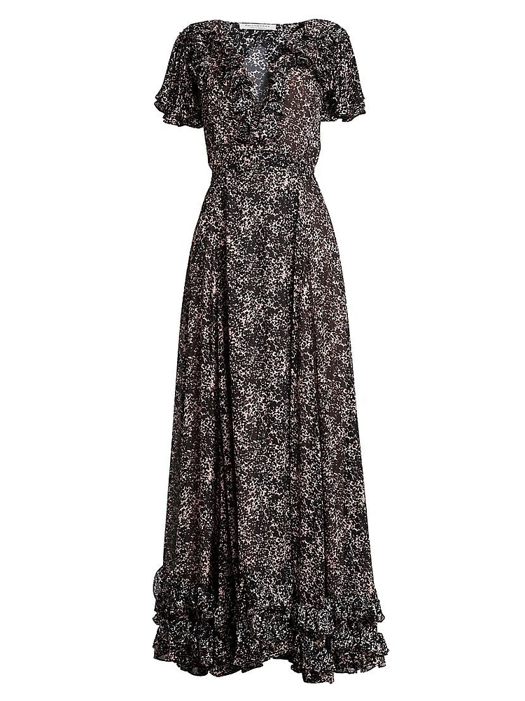 Printed Georgette Ruffled Gown