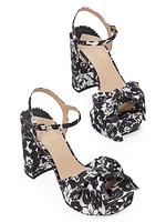 Tropical Foliage Platform Sandals