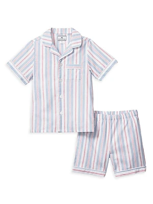 Little Kid's & Vintage French Stripes Shorts Pajama Set