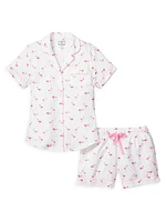 Flamingos Short-Sleeve Shirt & Shorts Pajama Set