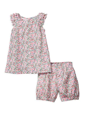 Little Girl's & Girl's Fleurs De Rose Amelie Pajama Shorts Set