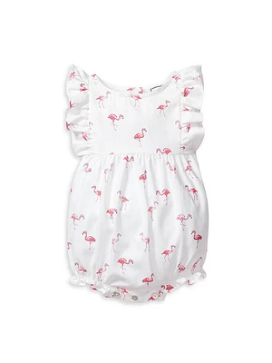 Baby Girl's Flamingo Print Ruffled Romper