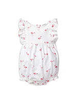 Baby Girl's Flamingo Print Ruffled Romper