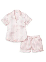 Mulberry Silk Stripes Pajama Shorts Set