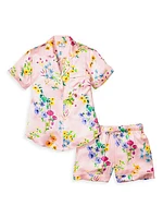 Mulberry Silk Botanical Pajama Shorts Set