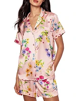 Mulberry Silk Botanical Pajama Shorts Set