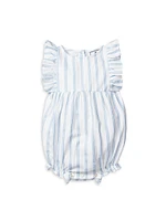 Baby Girl's Striped Ruffle-Trimmed Bubble Romper