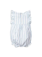 Baby Girl's Striped Ruffle-Trimmed Bubble Romper