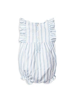 Baby Girl's Striped Ruffle-Trimmed Bubble Romper