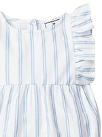 Baby Girl's Striped Ruffle-Trimmed Bubble Romper