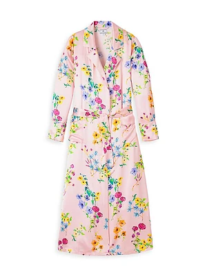 Floral Silk Tie-Waist Robe