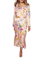 Floral Silk Tie-Waist Robe