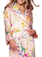 Floral Silk Tie-Waist Robe