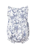 Baby Girl's Timeless Toile Floral Ruffled Bubble Romper