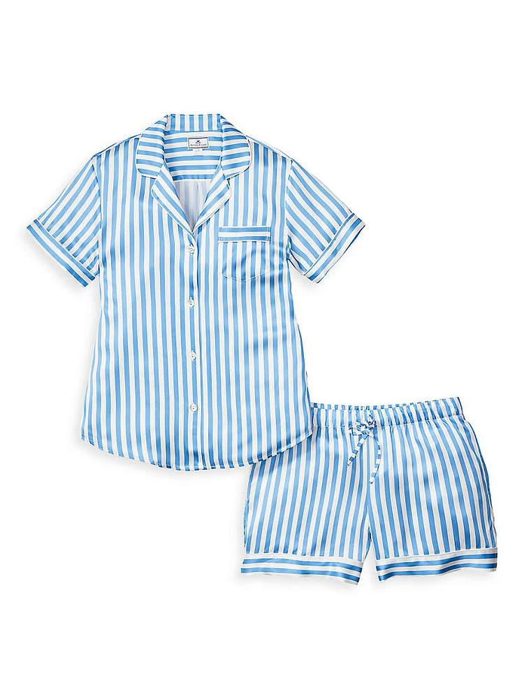 Mulberry Silk Stripe Shorts Pajama Set