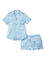 Mulberry Silk Stripe Shorts Pajama Set