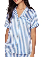 Mulberry Silk Stripe Shorts Pajama Set