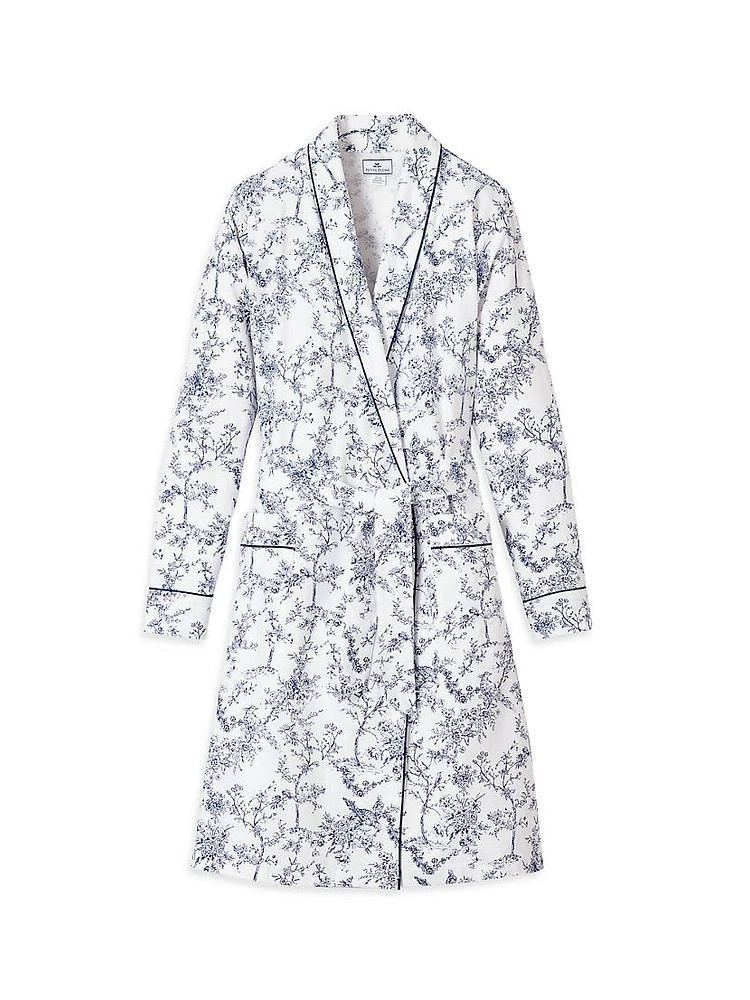 Timeless Toile Floral Cotton Tie-Waist Robe