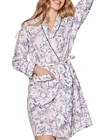 Timeless Toile Floral Cotton Tie-Waist Robe