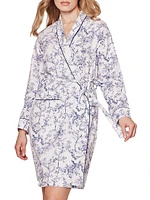 Timeless Toile Floral Cotton Tie-Waist Robe