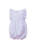 Baby Girl's Striped Seersucker Bubble Romper