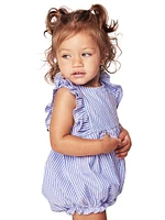 Baby Girl's Striped Seersucker Bubble Romper