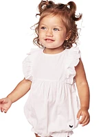 Baby Girl's Ruffle-Trimmed Bubble Romper