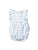 Baby Girl's Gingham Ruffle-Trimmed Bubble Romper