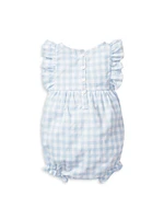 Baby Girl's Gingham Ruffle-Trimmed Bubble Romper