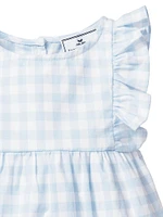 Baby Girl's Gingham Ruffle-Trimmed Bubble Romper