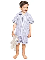 Little Boy's & Striped Pajama Shirt Shorts Set