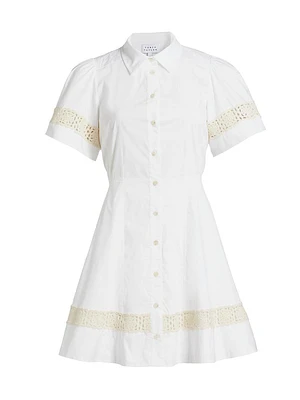 Corinne Crochet-Trim Mini Shirtdress