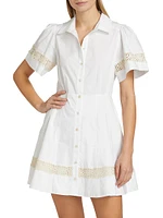 Corinne Crochet-Trim Mini Shirtdress