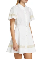 Corinne Crochet-Trim Mini Shirtdress