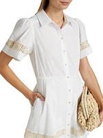 Corinne Crochet-Trim Mini Shirtdress