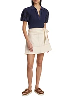 Courtney Denim Tie-Waist A-Line Skirt