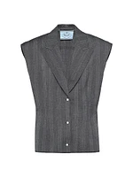 Single-Breasted Pinstripe Wool Vest